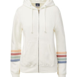 Women's Striped Sleeves Full-Zip Hooded Sweatshirt Thumbnail