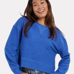 Women's Rib Knit Corded Boxy Crewneck Sweatshirt Thumbnail