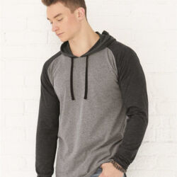 Unisex Fine Jersey Hooded Long Sleeve Raglan Tee Thumbnail