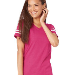Women's Football V-Neck Fine Jersey Tee Thumbnail